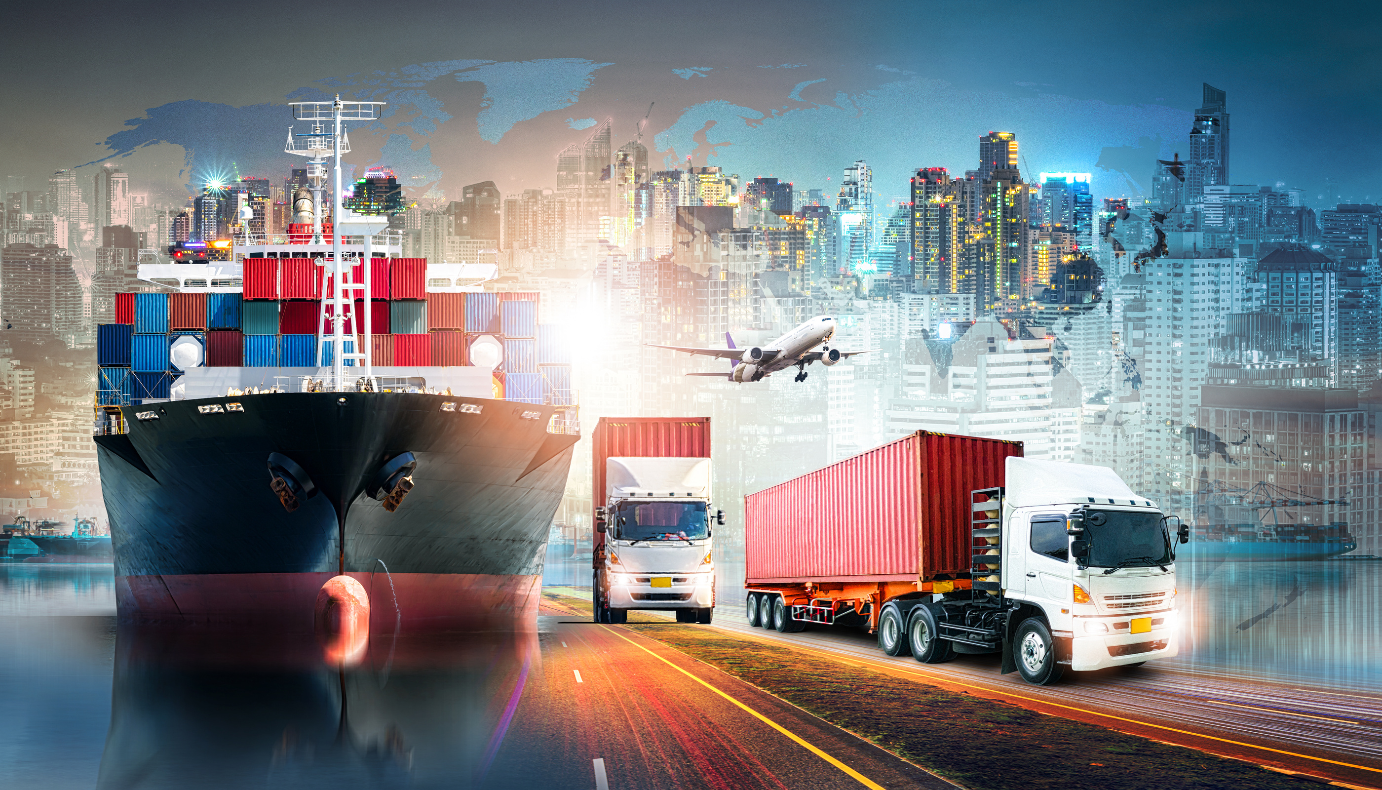 Global business logistics import export background and container cargo freight ship transport concept